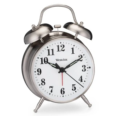 4.5" Nickel Classic Twin Bell Alarm Clock - Westclox 2 4.5" Nickel Classic Twin Bell Alarm Clock - Westclox - Image 2