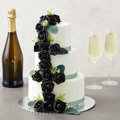 Bright Creations 200 Pack Black Roses Artificial Flowers For Decoration, Small Flower Heads For Arts And Crafts, Stemless Arrangements, 3" 2 Bright Creations 200 Pack Black Roses Artificial Flowers For Decoration, Small Flower Heads For Arts And Crafts, Stemless Arrangements, 3" - Image 2