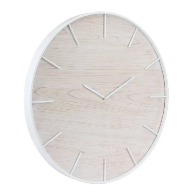 24" Minimalist Open Face Wall Clock White/Brown - Stonebriar Collection 1 24" Minimalist Open Face Wall Clock White/Brown - Stonebriar Collection