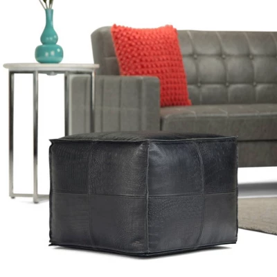 Dennie Square Pouf Black - WyndenHall 1 Dennie Square Pouf Black - WyndenHall