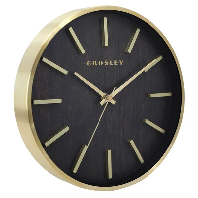 Analog 10" Gold Metal Quartz Accurate With Raised Hour Marks Wall Clock - Crosley 2 Analog 10" Gold Metal Quartz Accurate With Raised Hour Marks Wall Clock - Crosley - Image 2