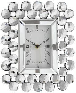 Dahlia Studios Faywood 11" High Silver Mirrored Tabletop Clock -Home Improvement Store GUEST b0d7d250 03ee 4af5 800f db2d4c77b27a