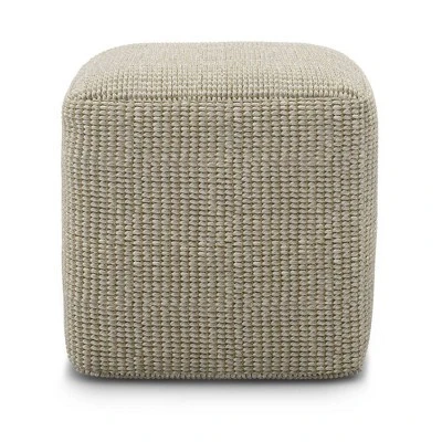 Isadora Square Woven PET Polyester Pouf Cream/Natural - WyndenHall 5 Isadora Square Woven PET Polyester Pouf Cream/Natural - WyndenHall - Image 5