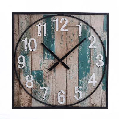 Square Metal Framed Take Time Wall Clock With Detail Weathered - StyleCraft 6 Square Metal Framed Take Time Wall Clock With Detail Weathered - StyleCraft - Image 6
