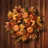 National Tree Company Artificial Autumn Wreath, Decorated With Pumpkins, Gourds, Berry Clusters, Maple Leaves, Autumn Collection, 22 In