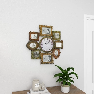 Metal 8 Photo Openings Wall Clock Green - Olivia & May 12 Metal 8 Photo Openings Wall Clock Green - Olivia & May - Image 12