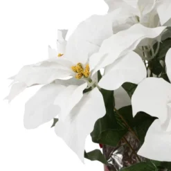 Northlight 14.5" White Artificial Christmas Poinsettia With Red Wrapped Base -Home Improvement Store GUEST b30c5383 87ee 4b8b 988f e99ff5d1cd87