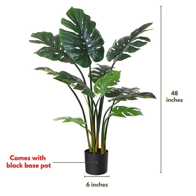 Forever Leaf 48" Artificial Monstera Artificial Plant In Black Pot, Indoor Artificial Plant For Home Decor 5 Forever Leaf 48" Artificial Monstera Artificial Plant In Black Pot, Indoor Artificial Plant For Home Decor - Image 5