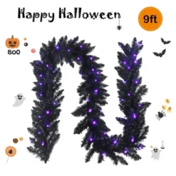 Costway 9ft Pre-lit Christmas Halloween Garland Black W/ 50 Purple LED Lights -Home Improvement Store GUEST ba032631 ea21 447a 8b06 2b7e197009e6