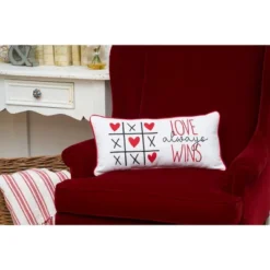 C&F Home 10" X 20" Love Always Wins Embroidered Throw Valentine's Day Pillow
