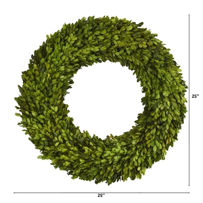 Nearly Natural 24” Preserved Boxwood Wreath 1 Nearly Natural 24” Preserved Boxwood Wreath