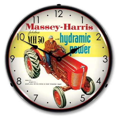 Collectable Sign & Clock | Massey-Harris LED Wall Clock Retro/Vintage, Lighted - Great For Garage, Bar, Mancave, Gym, Office Etc 14 Inches 1 Collectable Sign & Clock | Massey-Harris LED Wall Clock Retro/Vintage, Lighted - Great For Garage, Bar, Mancave, Gym, Office Etc 14 Inches