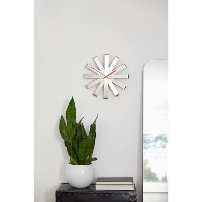 Ribbon Wood Wall Clock Steel - Umbra 4 Ribbon Wood Wall Clock Steel - Umbra - Image 4