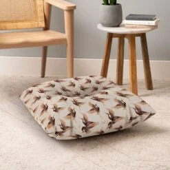 Iveta Abolina Terracotta Cranes Cream Square Floor Pillow - Deny Desings -Home Improvement Store GUEST bde49797 a6ea 4817 9f4e 8b94633ba55f