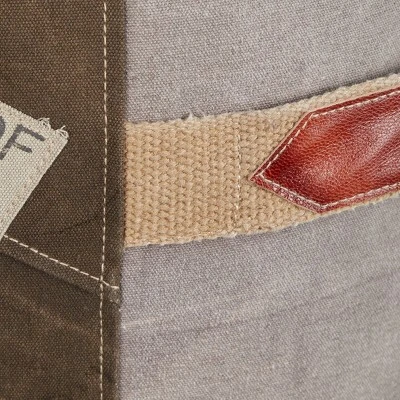 Canvas Pouf With Star Motif Brown - Olivia & May 5 Canvas Pouf With Star Motif Brown - Olivia & May - Image 5