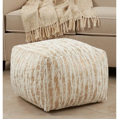 Saro Lifestyle Floor Pouf With Foil Print Faux Fur Design 7 Saro Lifestyle Floor Pouf With Foil Print Faux Fur Design - Image 7