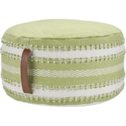 Mina Victory Woven Stripes Outdoor Pouf With Handle -Home Improvement Store GUEST c42e4cf0 f6d0 4d76 9864 40b14bc06acb