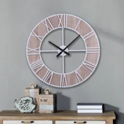 Farmhouse Wall Clock With Window Pane Design Brown - StyleCraft -Home Improvement Store GUEST c466271c 6282 43a7 b60d 56b73a67777a