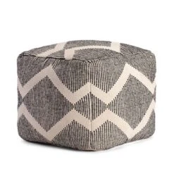 Maplewood Pouf Black/Ivory - Anji Mountain