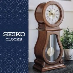 Seiko Albany Pendulum Chime Mantle Clock, Brown