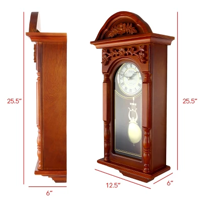 Bedford Clock Collection 27.5 Inch Oak Finish Pendulum Wall Clock 1 Bedford Clock Collection 27.5 Inch Oak Finish Pendulum Wall Clock