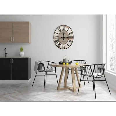 29" Oval Distressed Wood Wall Clock White/Black - Storied Home 4 29" Oval Distressed Wood Wall Clock White/Black - Storied Home - Image 4