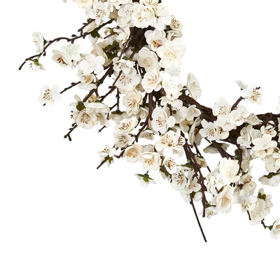 24" Artificial Plum Blossom Wreath - Nearly Natural 1 24" Artificial Plum Blossom Wreath - Nearly Natural