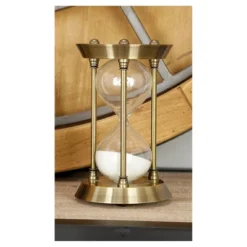 Classic Elegance Rustic Iron And Glass 15-Minute Sand Timer Hourglass (7") - Olivia & May