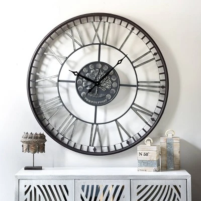 Metal Analog Roman Numerical Wall Clock Black - StyleCraft 5 Metal Analog Roman Numerical Wall Clock Black - StyleCraft - Image 5
