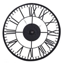 Metal Analog Roman Numerical Wall Clock Black - StyleCraft