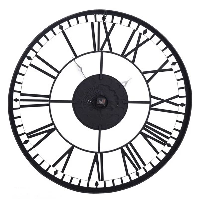 Metal Analog Roman Numerical Wall Clock Black - StyleCraft 1 Metal Analog Roman Numerical Wall Clock Black - StyleCraft