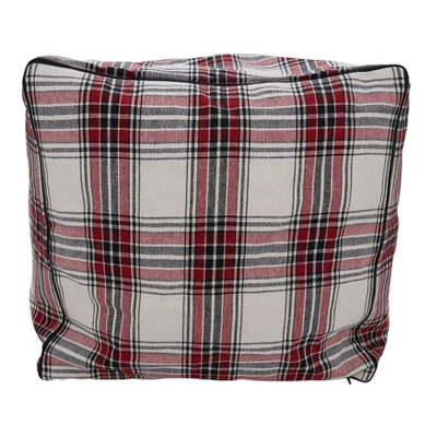 Saro Lifestyle Plaid Pouf, 20"x20"x14" Square, Multi 1 Saro Lifestyle Plaid Pouf, 20"x20"x14" Square, Multi