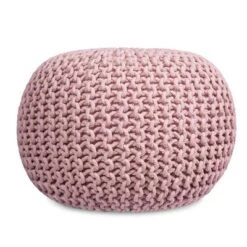 BirdRock Home Round Pouf Foot Stool Ottoman - Dusty Rose