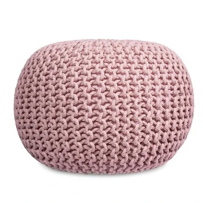 BirdRock Home Round Pouf Foot Stool Ottoman - Dusty Rose 1 BirdRock Home Round Pouf Foot Stool Ottoman - Dusty Rose