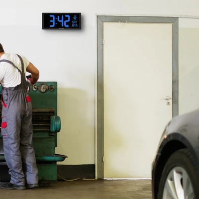 AcuRite 14.5" Digital Clock With Indoor Temperature Blue 2 AcuRite 14.5" Digital Clock With Indoor Temperature Blue - Image 2