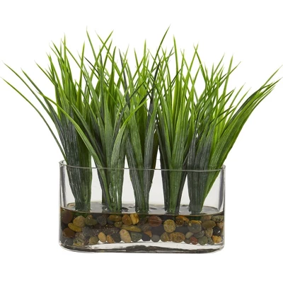 Nearly Natural 9-in Vanilla Grass Artificial Plant In Oval Vase 1 Nearly Natural 9-in Vanilla Grass Artificial Plant In Oval Vase