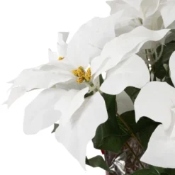Northlight 22" White Artificial Christmas Poinsettia Flowers With Red Wrapped Base -Home Improvement Store GUEST d26babd3 94a5 4d30 aec4 93fd4590dc8a