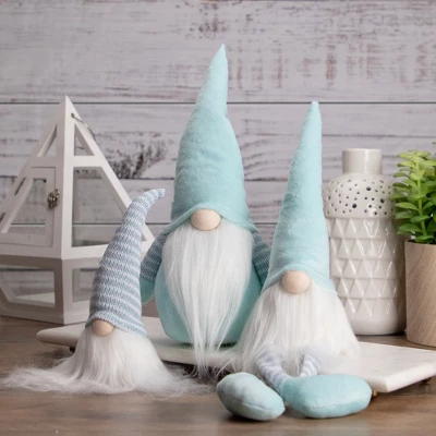 Northlight 16" Aqua And White Sitting Spring Gnome Figure 1 Northlight 16" Aqua And White Sitting Spring Gnome Figure
