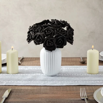 Bright Creations 200 Pack Black Roses Artificial Flowers For Decoration, Small Flower Heads For Arts And Crafts, Stemless Arrangements, 3" 4 Bright Creations 200 Pack Black Roses Artificial Flowers For Decoration, Small Flower Heads For Arts And Crafts, Stemless Arrangements, 3" - Image 4