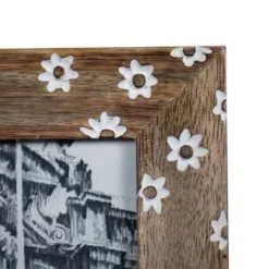 White Flower Pattern 4x6 Inch Wood Decorative Picture Frame - Foreside Home & Garden -Home Improvement Store GUEST d51f80fd 5018 4f11 945c 83fa8422626f
