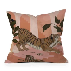 Laura Graves Easy Tiger Square Throw Pillow Pink - Deny Designs -Home Improvement Store GUEST d698cefa 1151 4a08 ac9f deaa1ef35ff8