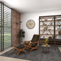 Vintage Wood Wall Clock With Typography Brown - Olivia & May -Home Improvement Store GUEST d74054a1 aa80 44e0 aa9b b6190b0bdf1f