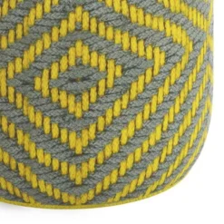 Elza Round Woven PET Polyester Pouf Gray/Yellow - WyndenHall -Home Improvement Store GUEST d7e7493d abf3 46ec bb8f 0fe44df04707