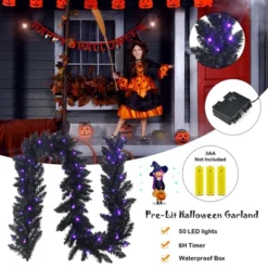 Costway 9ft Pre-lit Christmas Halloween Garland Black W/ 50 Purple LED Lights -Home Improvement Store GUEST dc2dae97 d0e4 458a 82a2 005518f0bf85