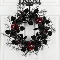 National Tree Company 22" Halloween Black Rose Wreath -Home Improvement Store GUEST de449a50 27f7 4fbb 9d9d 3c4b0abd6fe1