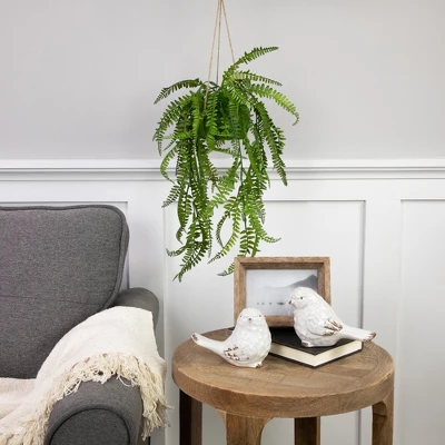 Northlight 18" Artificial Fern Plant With Moss Ball And Hanging Jute Cord 1 Northlight 18" Artificial Fern Plant With Moss Ball And Hanging Jute Cord