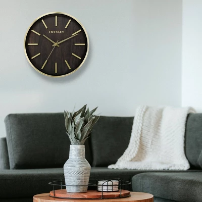 Analog 10" Gold Metal Quartz Accurate With Raised Hour Marks Wall Clock - Crosley 1 Analog 10" Gold Metal Quartz Accurate With Raised Hour Marks Wall Clock - Crosley