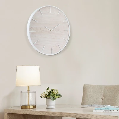 24" Minimalist Open Face Wall Clock White/Brown - Stonebriar Collection 4 24" Minimalist Open Face Wall Clock White/Brown - Stonebriar Collection - Image 4