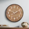 River Parks Studio Sweetwater 23 3/4" Round Matte Wood Grain Brown Wall Clock