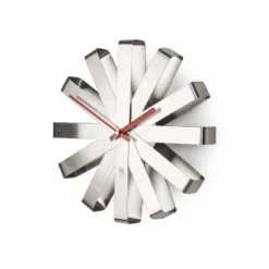 Ribbon Wood Wall Clock Steel - Umbra